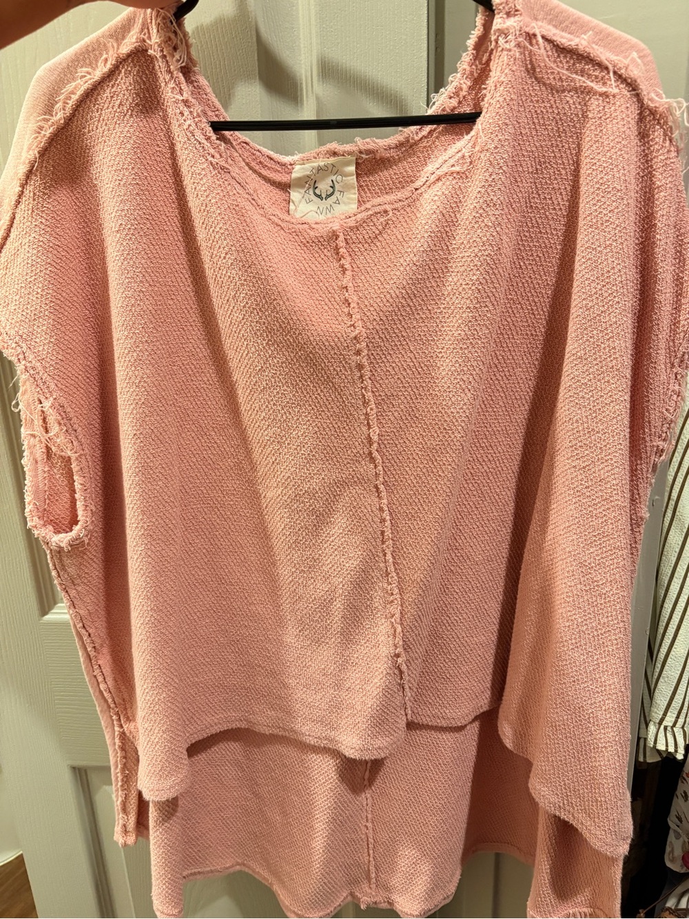 Fantastic Fawn Light Pink Raw-Edge Knit Sweatshirt